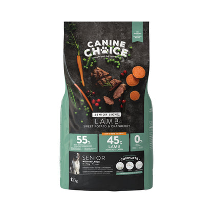 Canine Choice Super Premium Grain-Free Light Medium & Large Senior Dry Dog Food – Lamb | 12kg