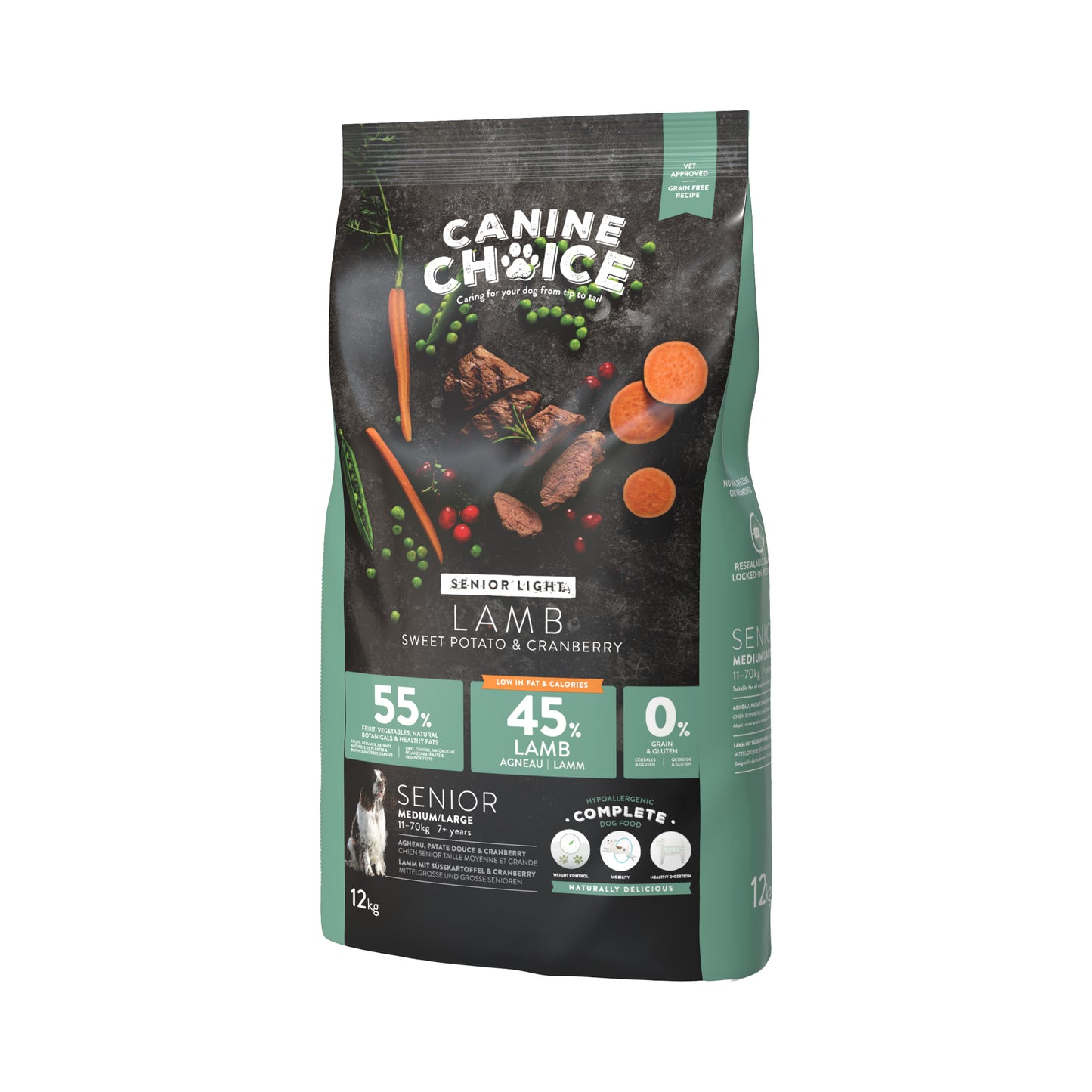 Canine Choice Super Premium Grain-Free Light Medium & Large Senior Dry Dog Food – Lamb | 12kg