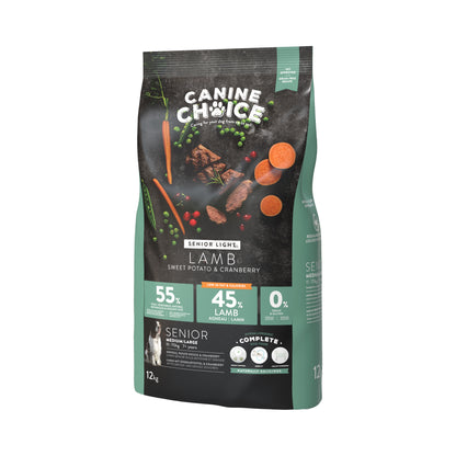 Canine Choice Super Premium Grain-Free Light Medium & Large Senior Dry Dog Food – Lamb | 12kg