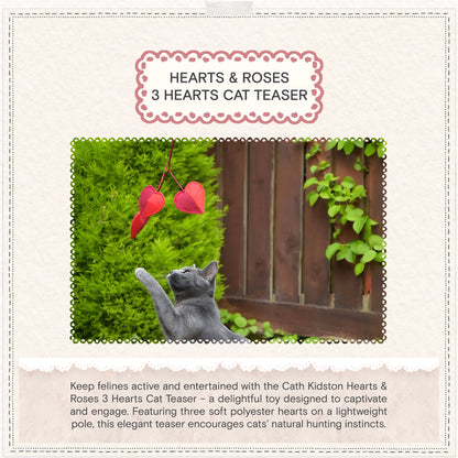 Cath Kidston Dogs & Roses 3 Hearts Cat Teaser Toy