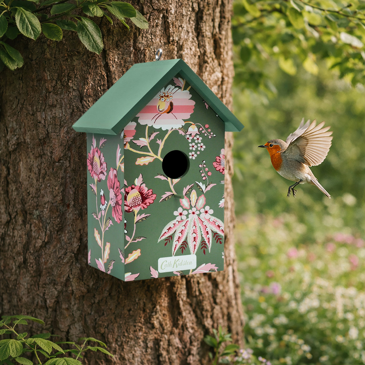 Cath Kidston Green Floral Bird House