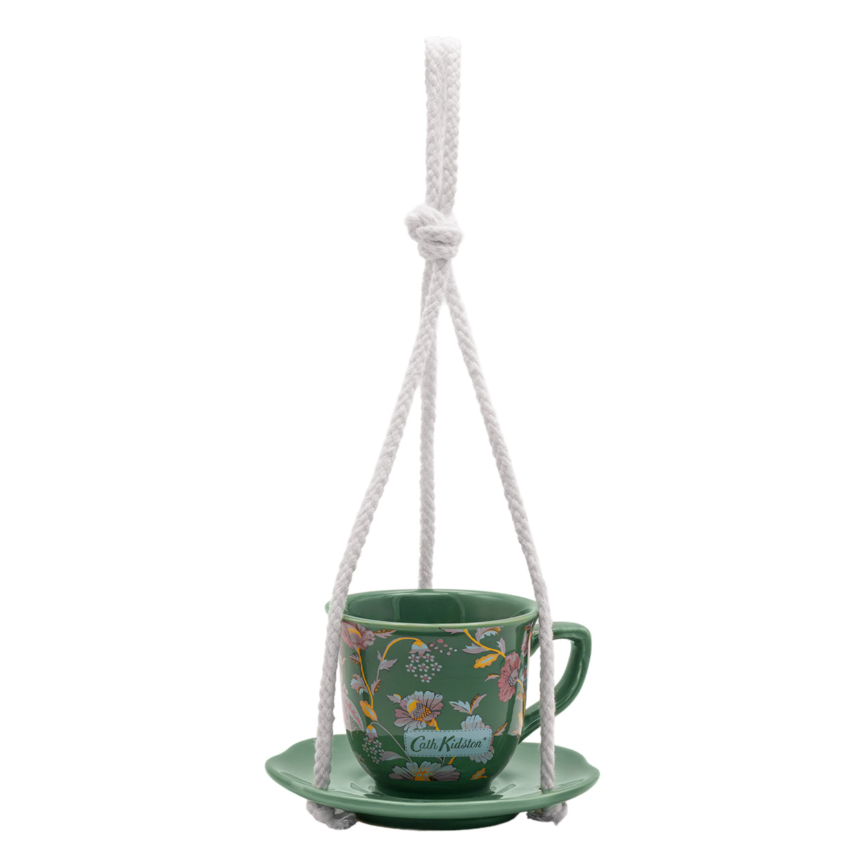 Cath Kidston Green Floral Teacup Bird Feeder