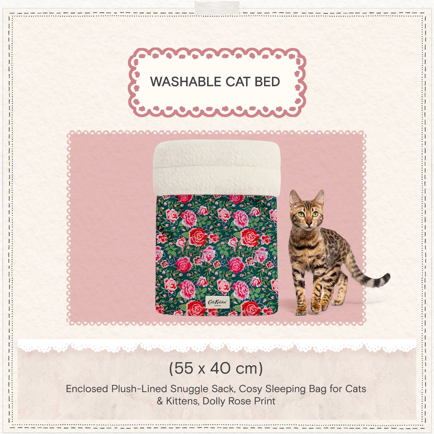 Cath Kidston Dolly Rose Snuggle Sack Cat Bed
