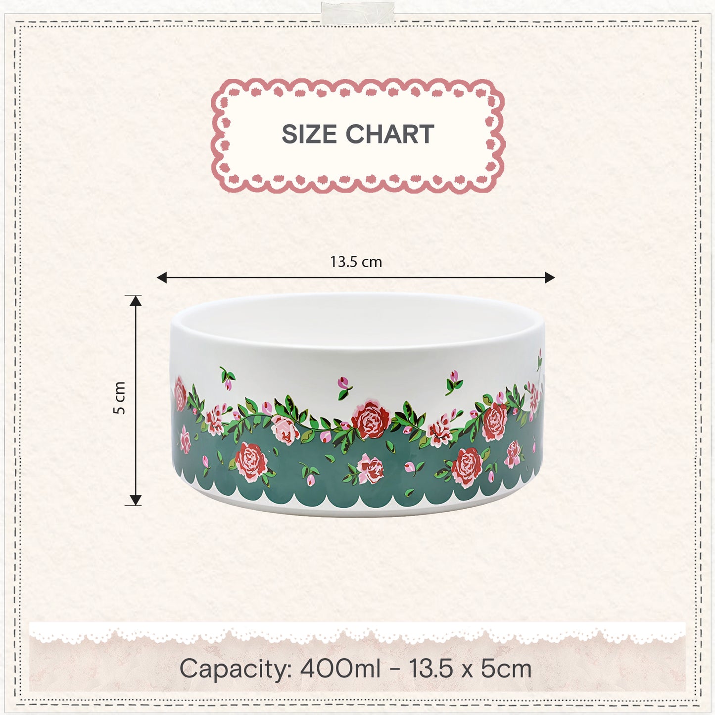 Cath Kidston Dolly Rose Ceramic Pet Bowl