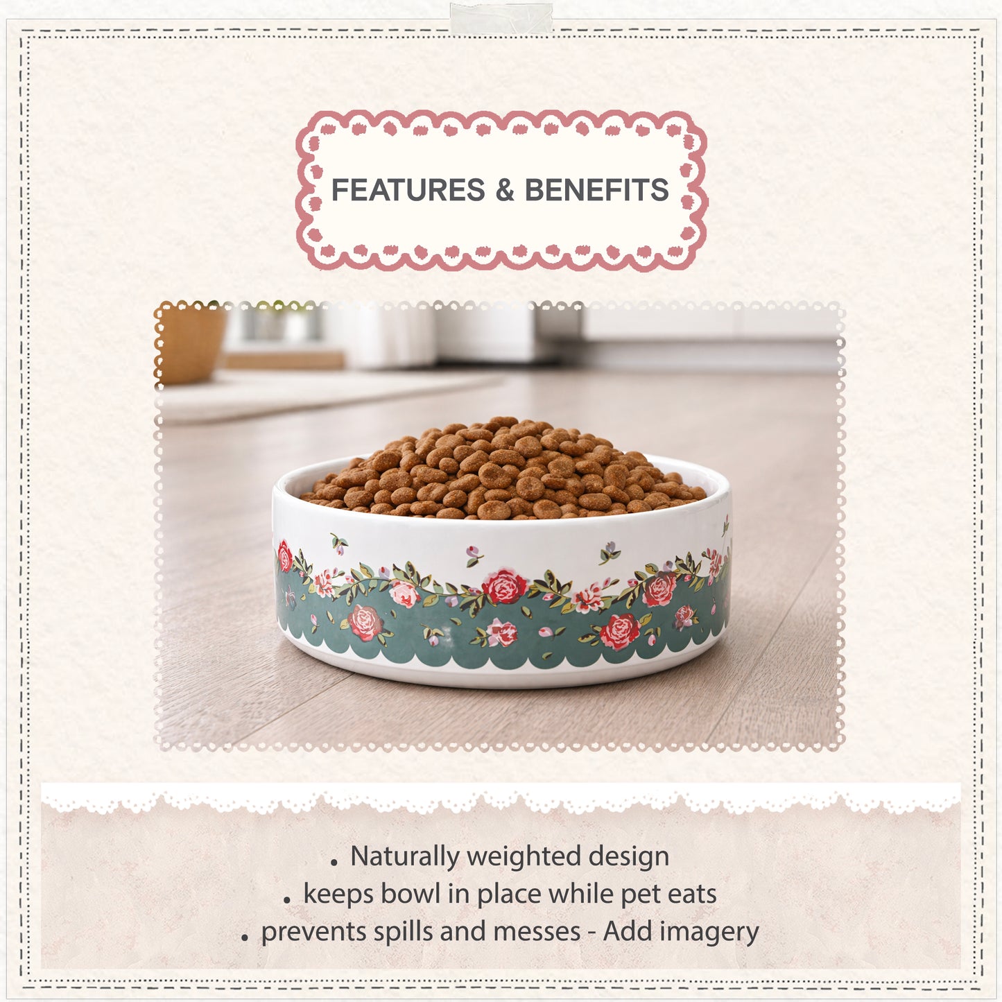 Cath Kidston Dolly Rose Ceramic Pet Bowl
