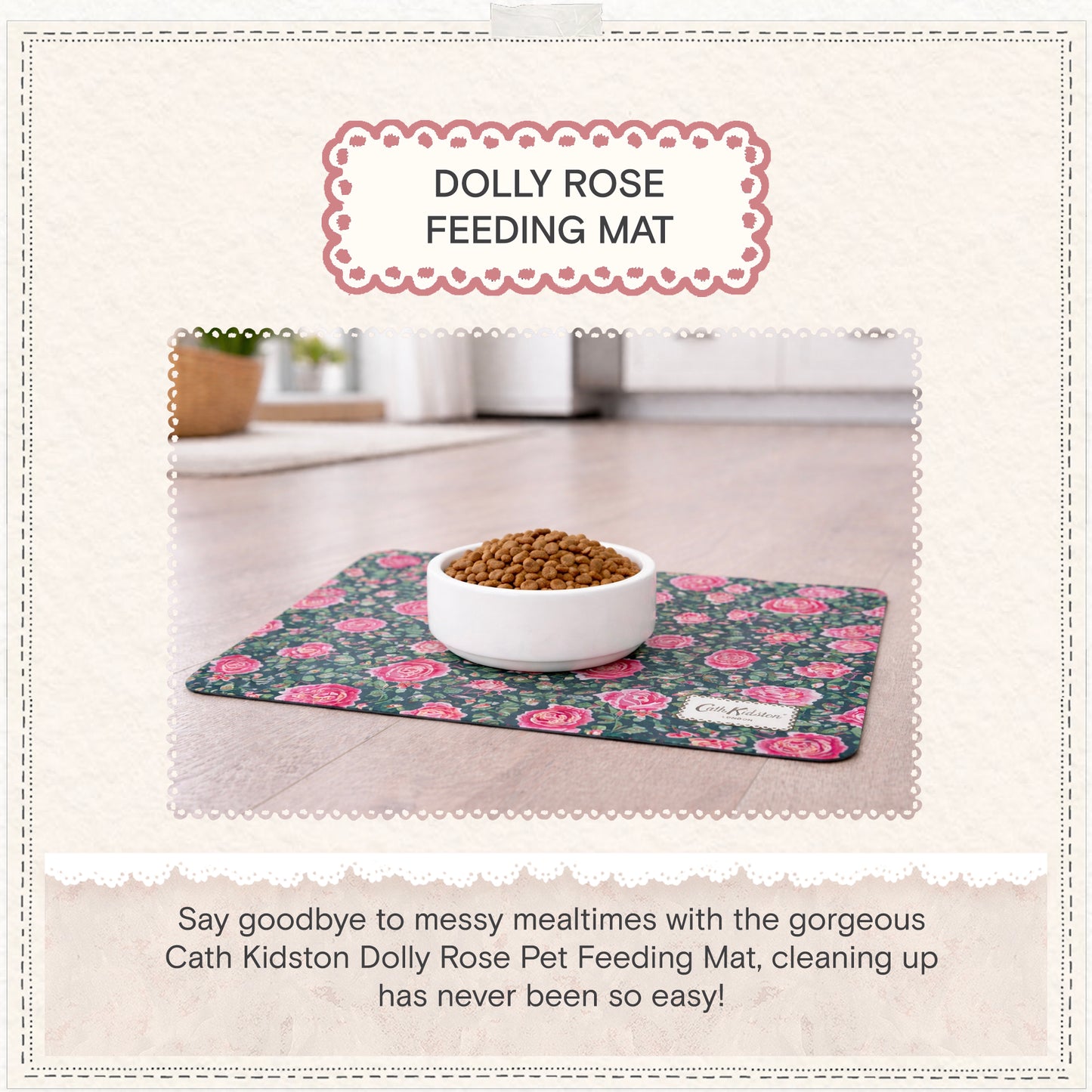 Cath Kidston Dolly Rose Pet Feeding Mat