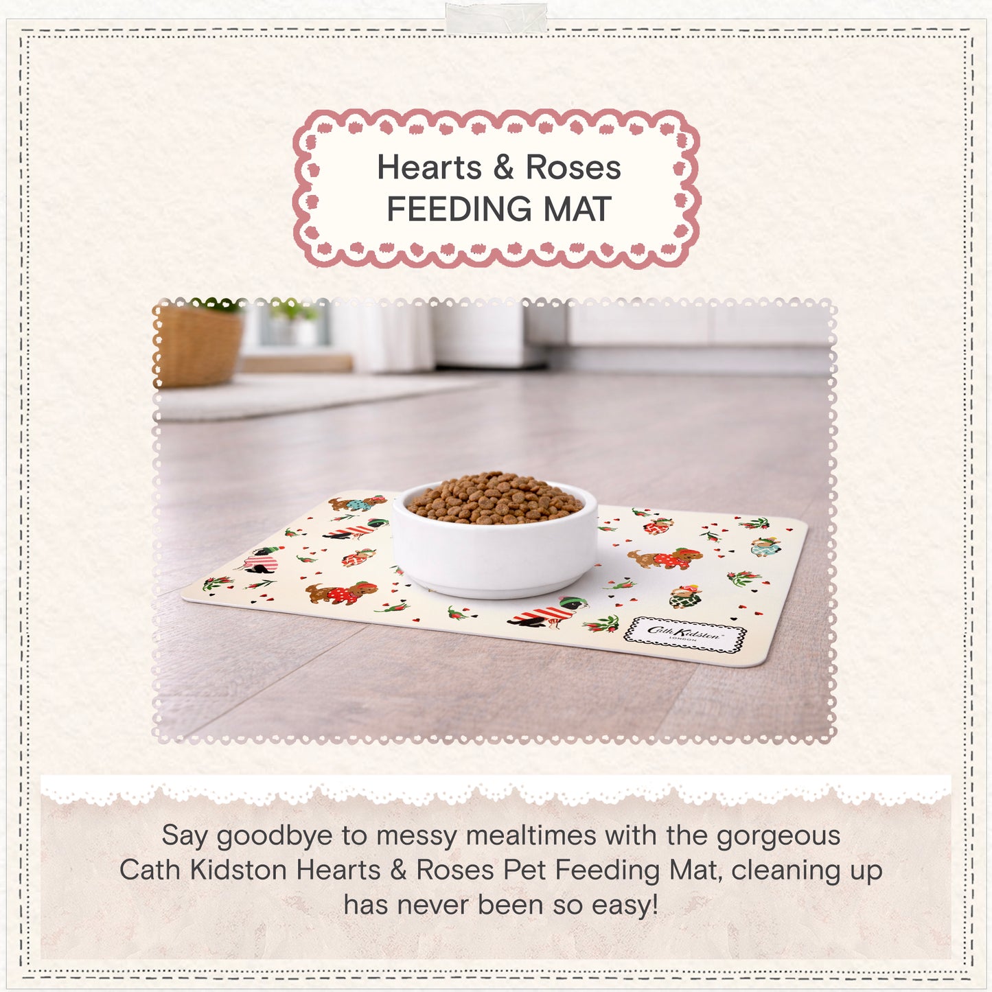 Cath Kidston Dogs & Roses Pet Feeding Mat