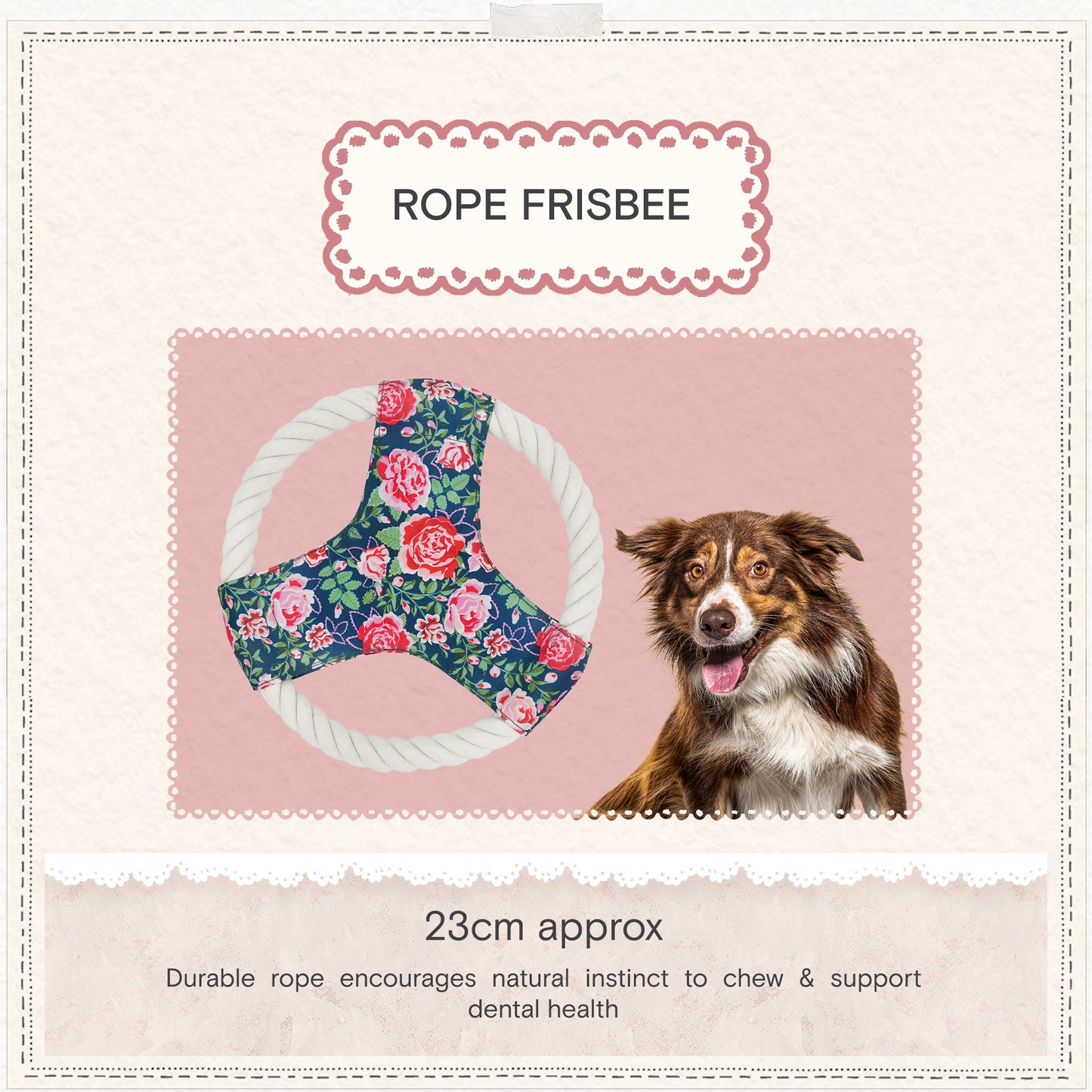 Cath Kidston Dolly Rose Rope Frisbee Dog Toy