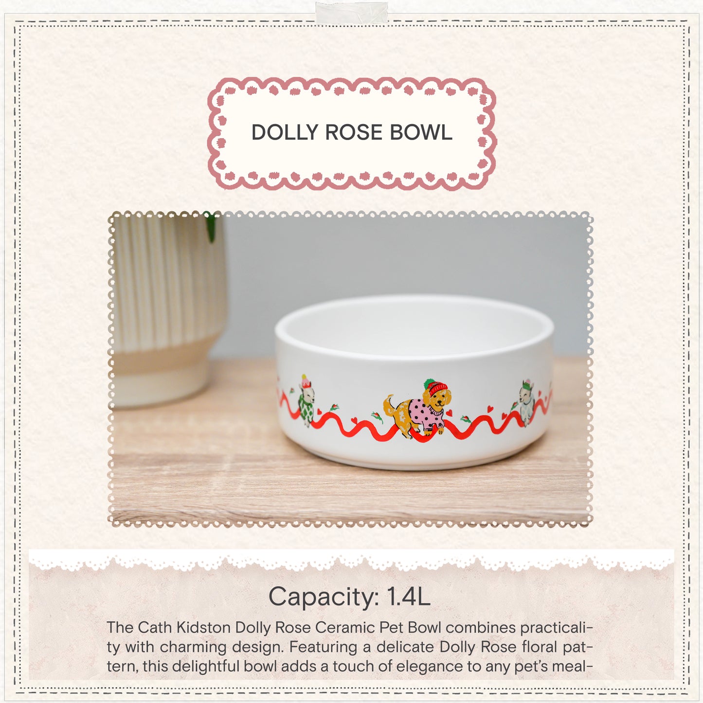 Cath Kidston Dogs & Roses Ceramic Pet Bowl