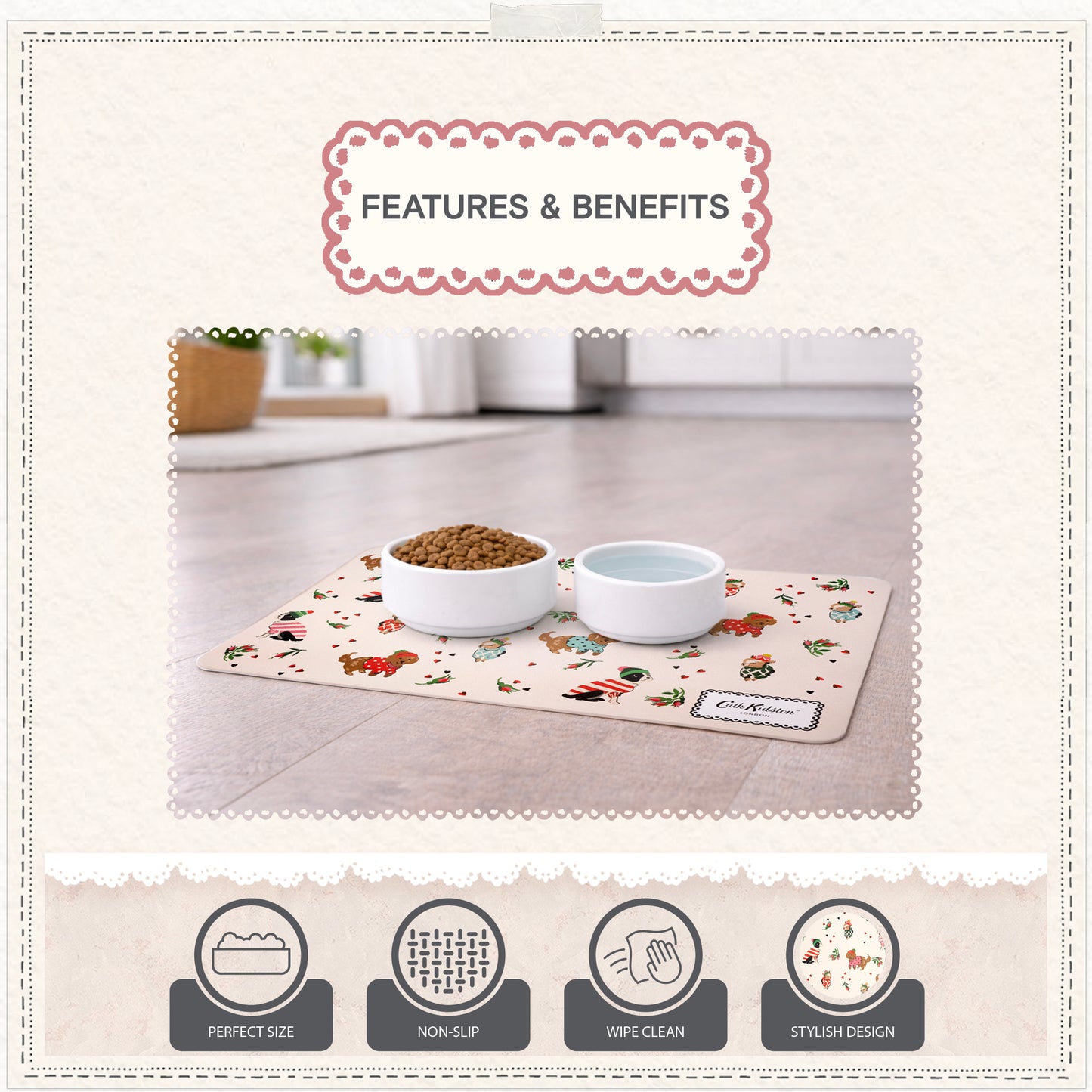 Cath Kidston Dogs & Roses Pet Feeding Mat