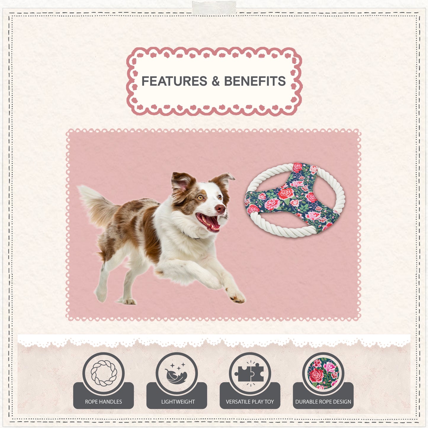 Cath Kidston Dolly Rose Rope Frisbee Dog Toy