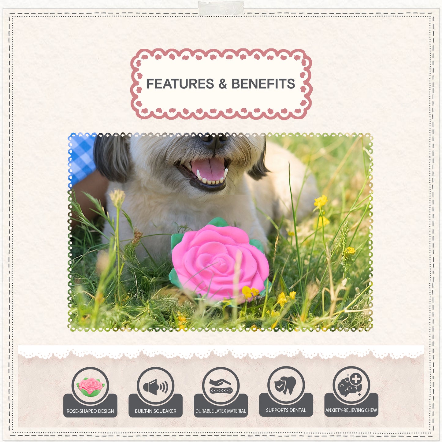 Cath Kidston Dolly Rose Latex Rose Ball Dog Toy
