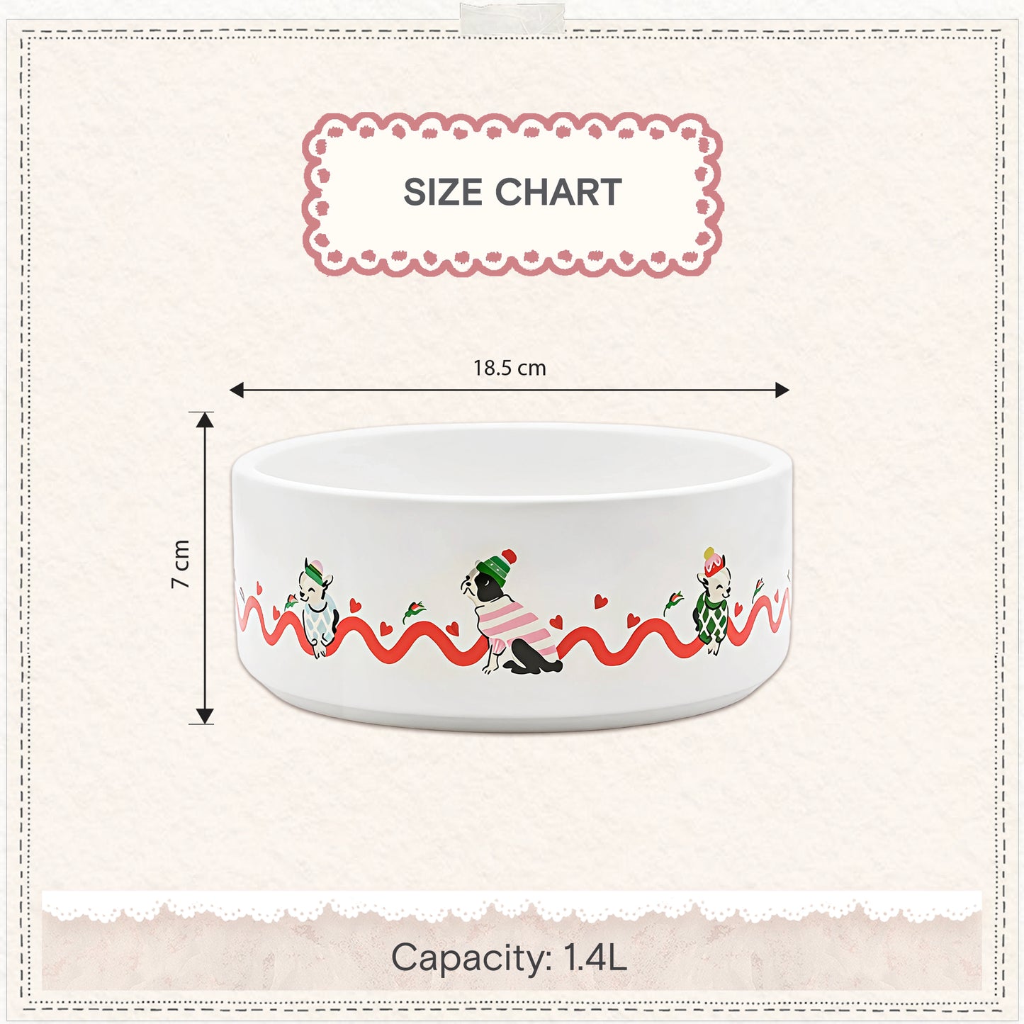 Cath Kidston Dogs & Roses Ceramic Pet Bowl