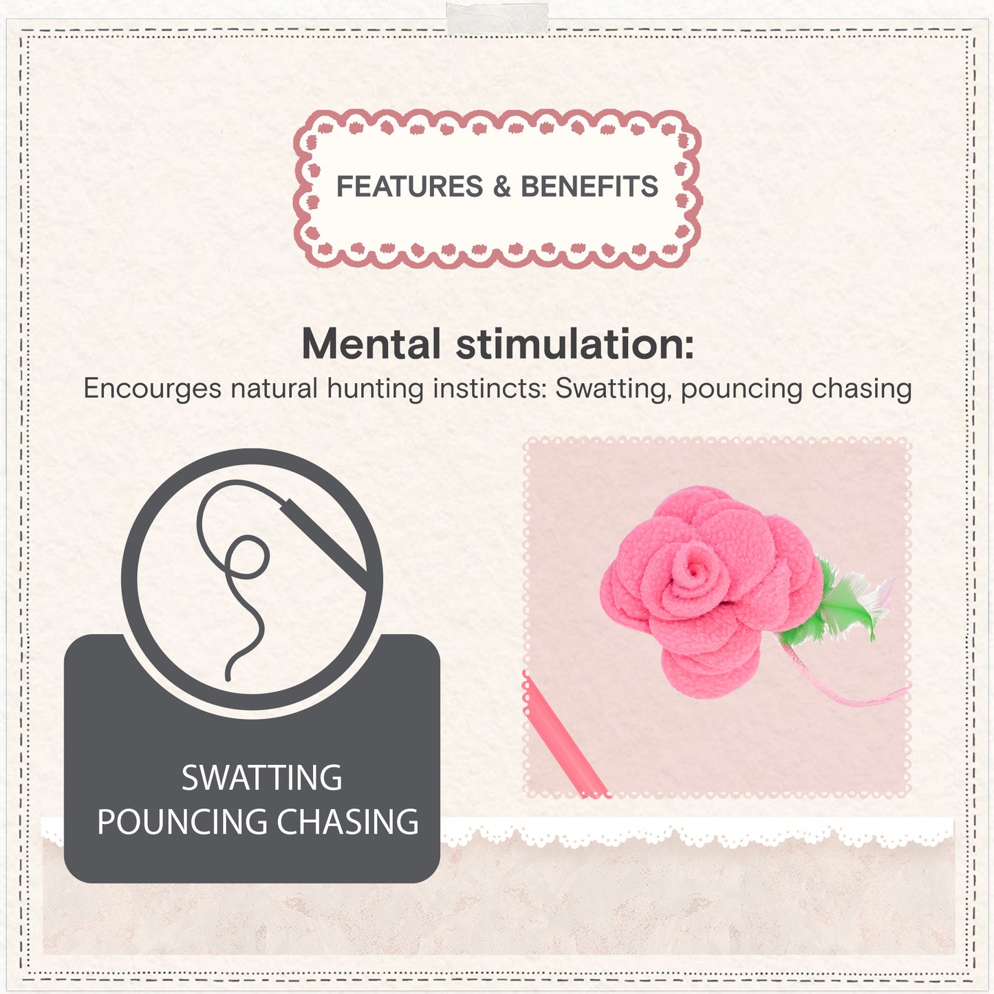 Cath Kidston Dolly Rose Single Rose Cat Teaser Toy