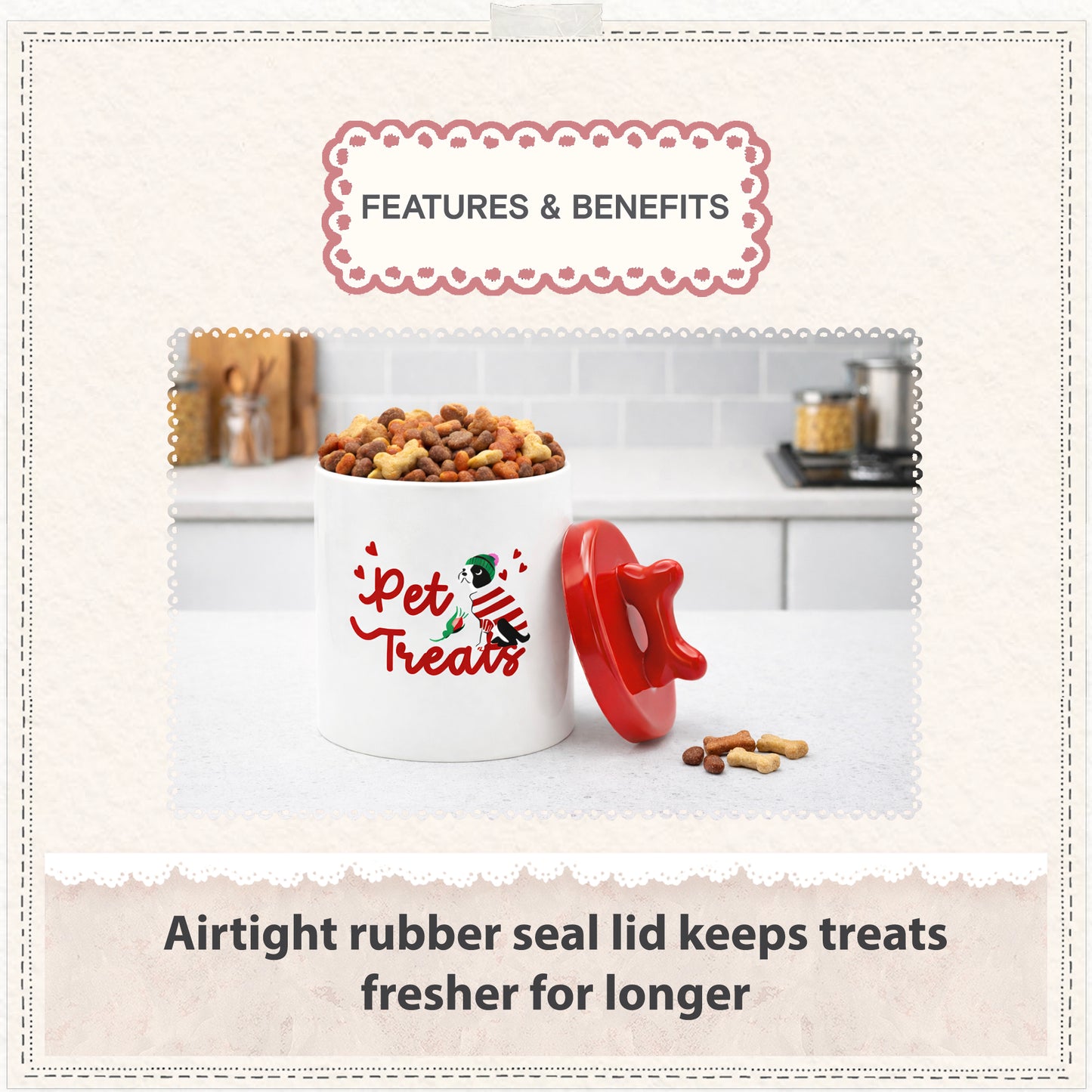 Cath Kidston Dogs & Roses Ceramic Pet Treat Jar