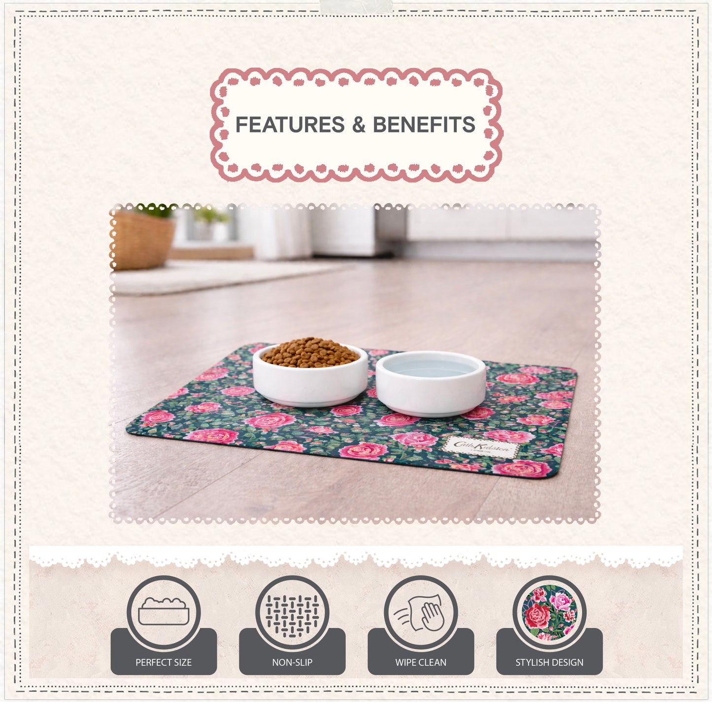 Cath Kidston Dolly Rose Pet Feeding Mat
