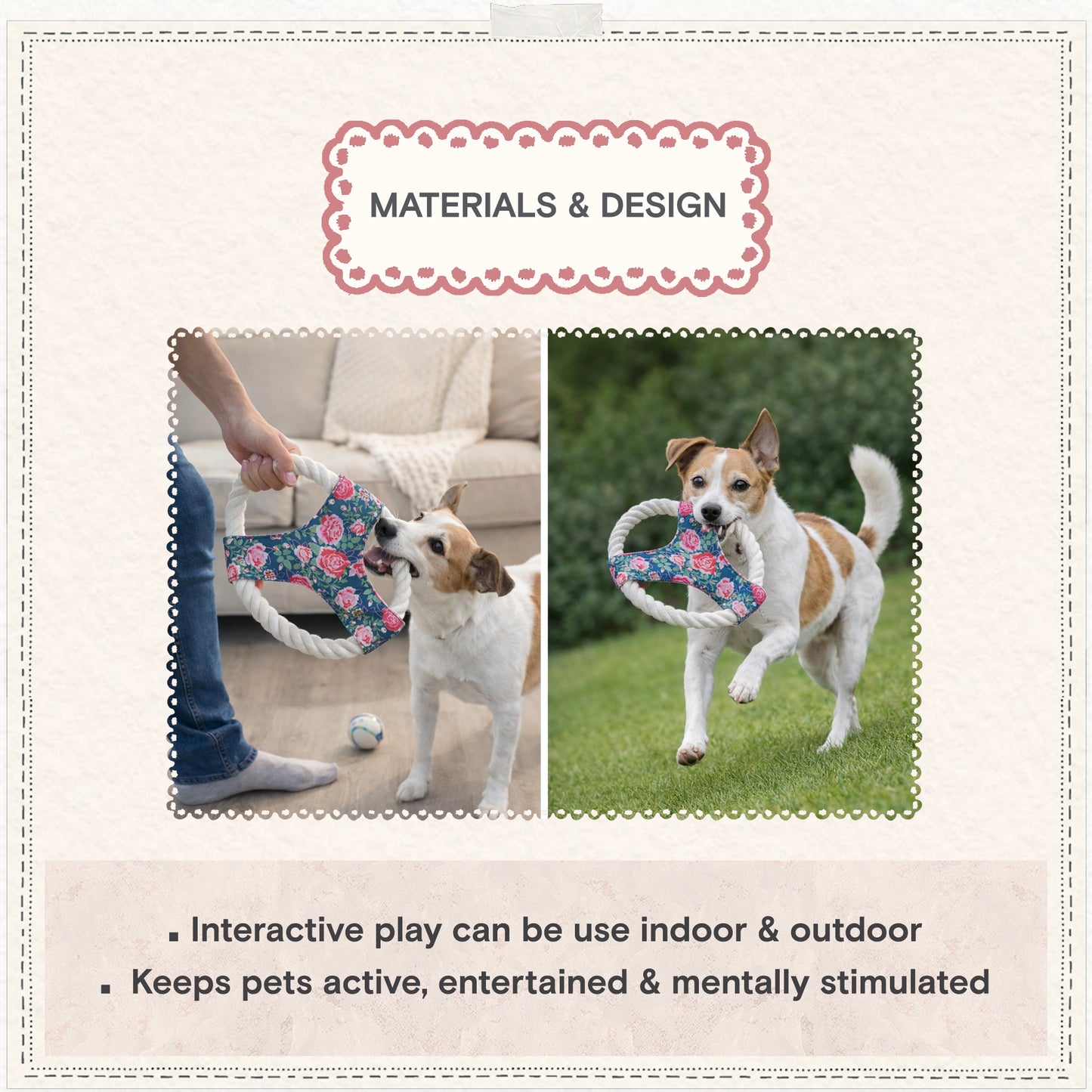 Cath Kidston Dolly Rose Rope Frisbee Dog Toy