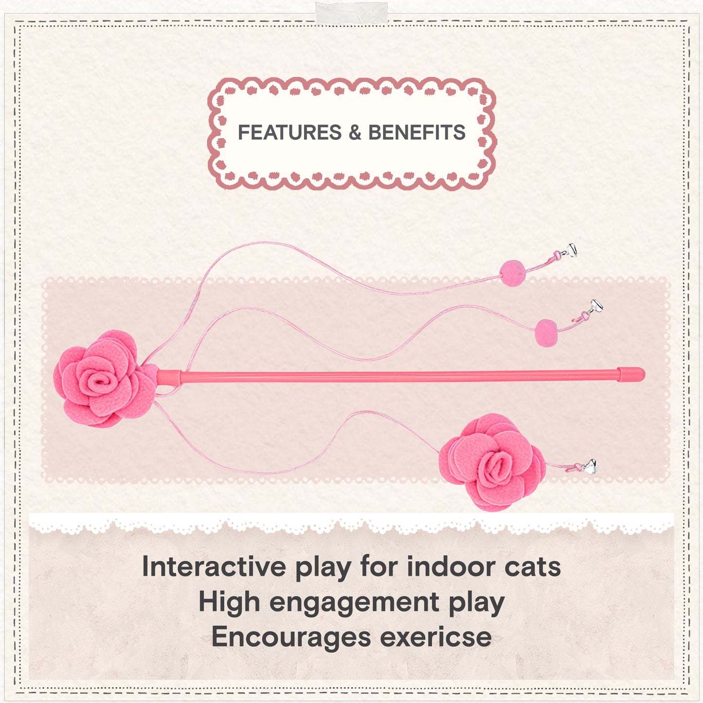 Cath Kidston Dolly Rose Double Rose Cat Teaser Toy