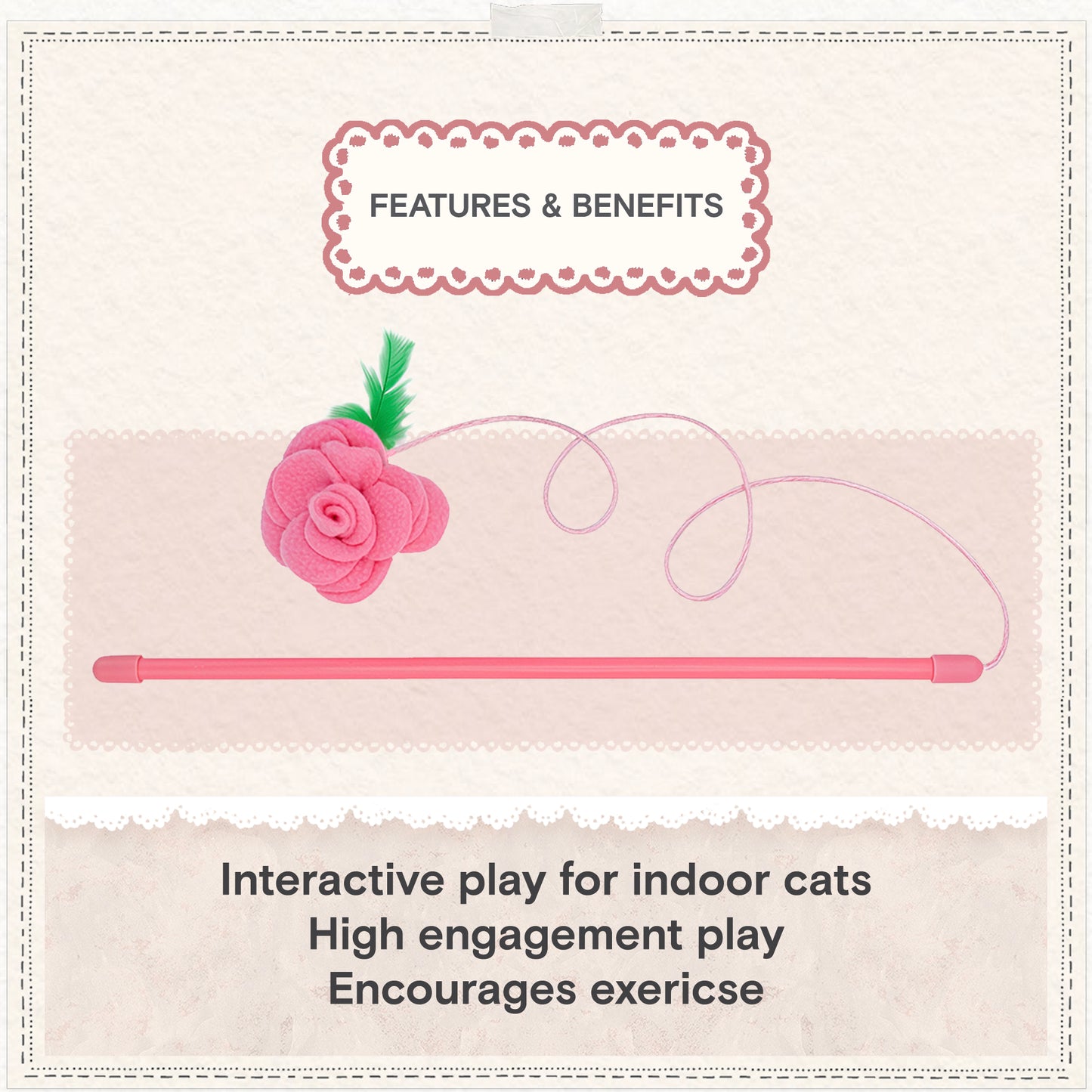 Cath Kidston Dolly Rose Single Rose Cat Teaser Toy