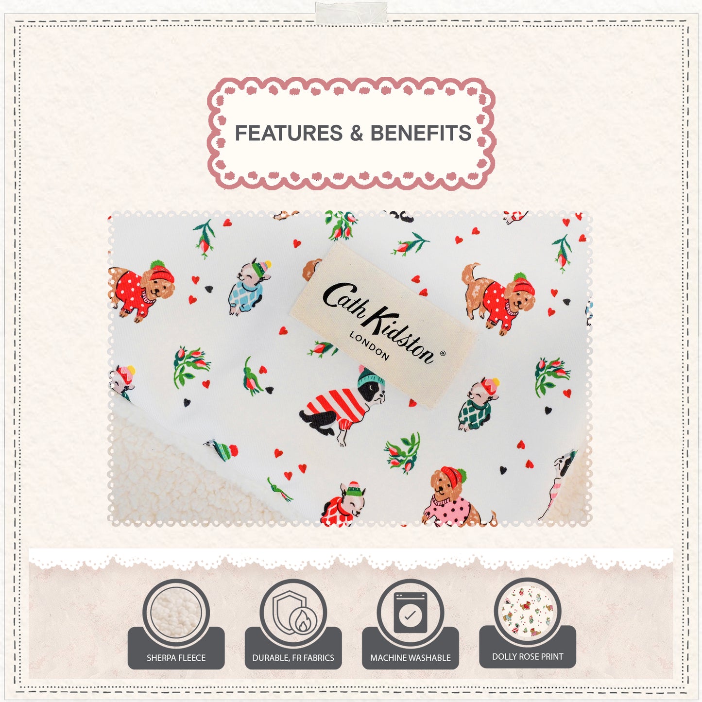 Cath Kidston Dogs & Roses Pet Blanket