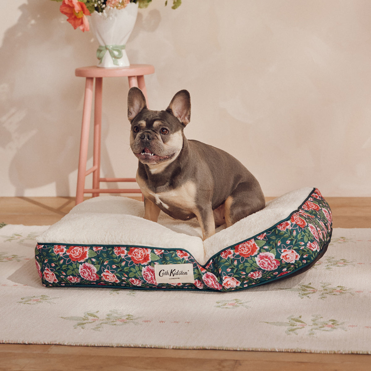 Cath Kidston Dolly Rose Dog Mattress & Blanket Set | S/M