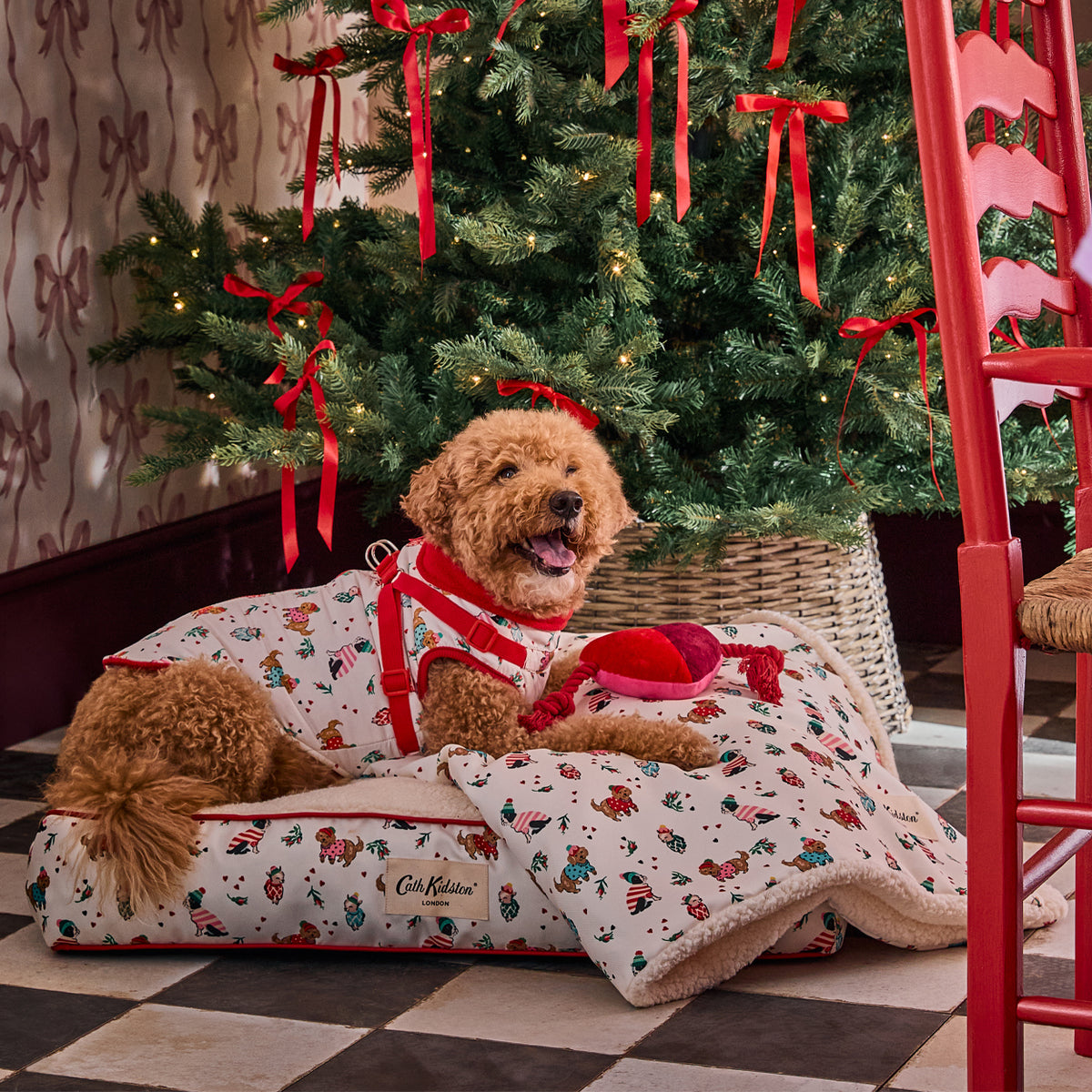 Cath Kidston Hearts & Roses Dog Mattress & Blanket Set | M/L