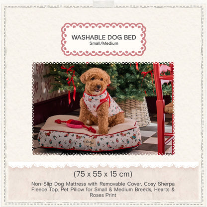 Cath Kidston Hearts & Roses Dog Mattress & Blanket Set | S/M