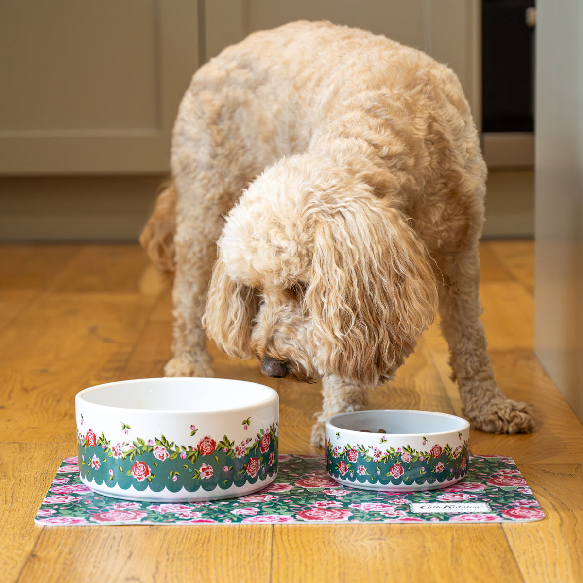 Cath Kidston Dolly Rose Ceramic Pet Bowl Twin Pack | M/L