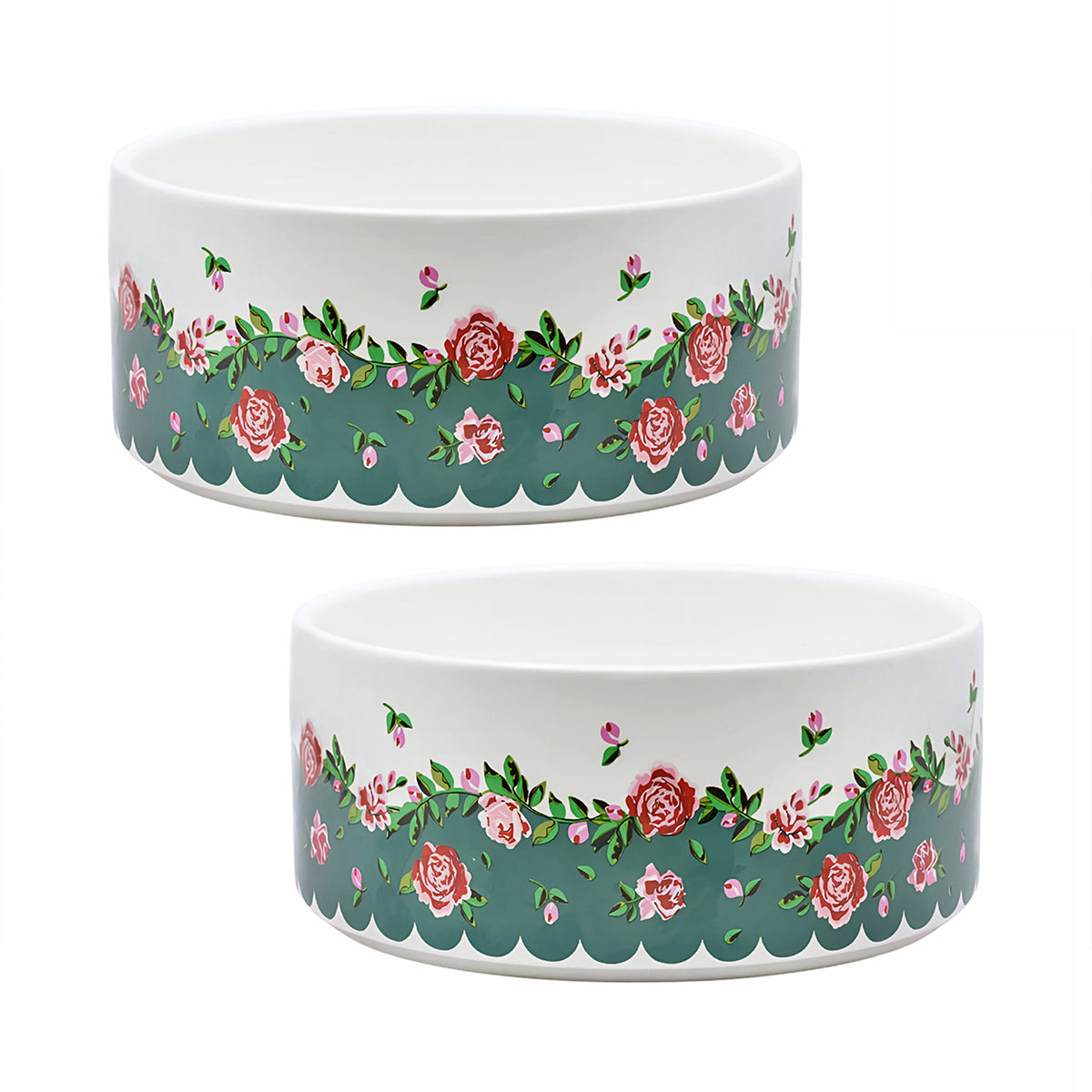 Cath Kidston Dolly Rose Ceramic Pet Bowl Twin Pack | S/M
