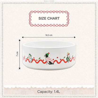 Cath Kidston Hearts & Roses Ceramic Pet Bowl Twin Pack | M/L