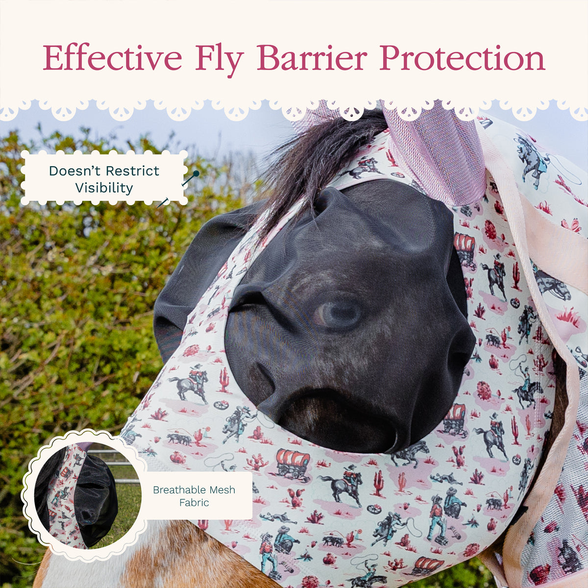 Cath Kidston Equestrian Cowgirl Lycra Fly Mask
