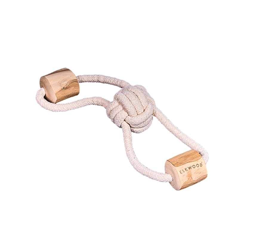 Elkwood Coffee Wood Knot Dumbell Dog Toy