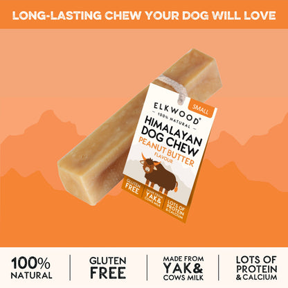 Elkwood 100% Himalayan Yak Peanut Butter Dog Chew | Small Value Pack (4-Chews)