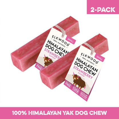 Elkwood 100% Himalayan Yak Strawberry Dog Chew | Small Twin Pack