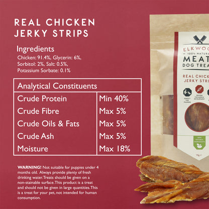 Elkwood 100% Real Chicken Jerky Strips 4-Pack | 4 x 70g