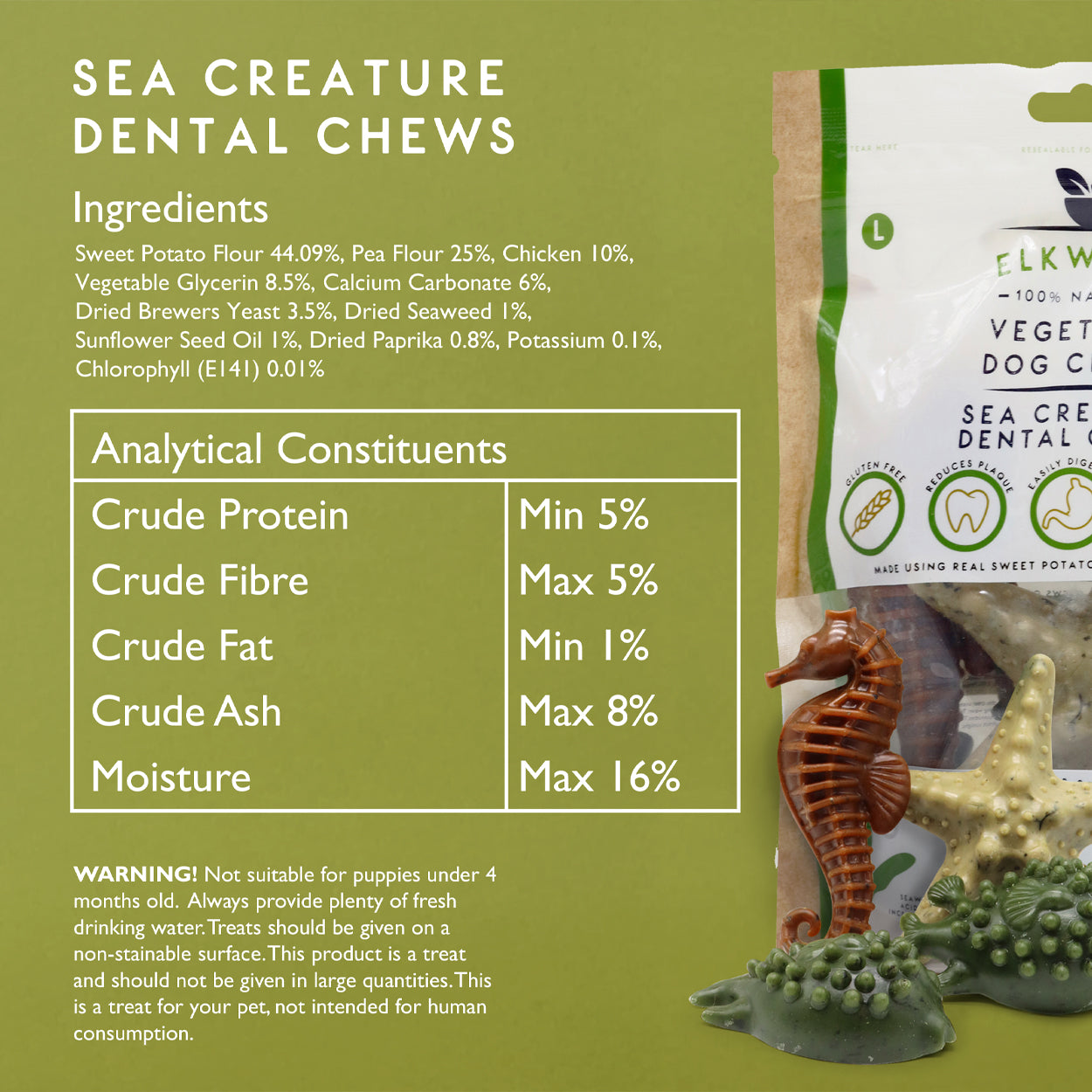 Elkwood Seaweed & Vegetable Dental Dog Chews | Medium Value Pack | 4 Packs