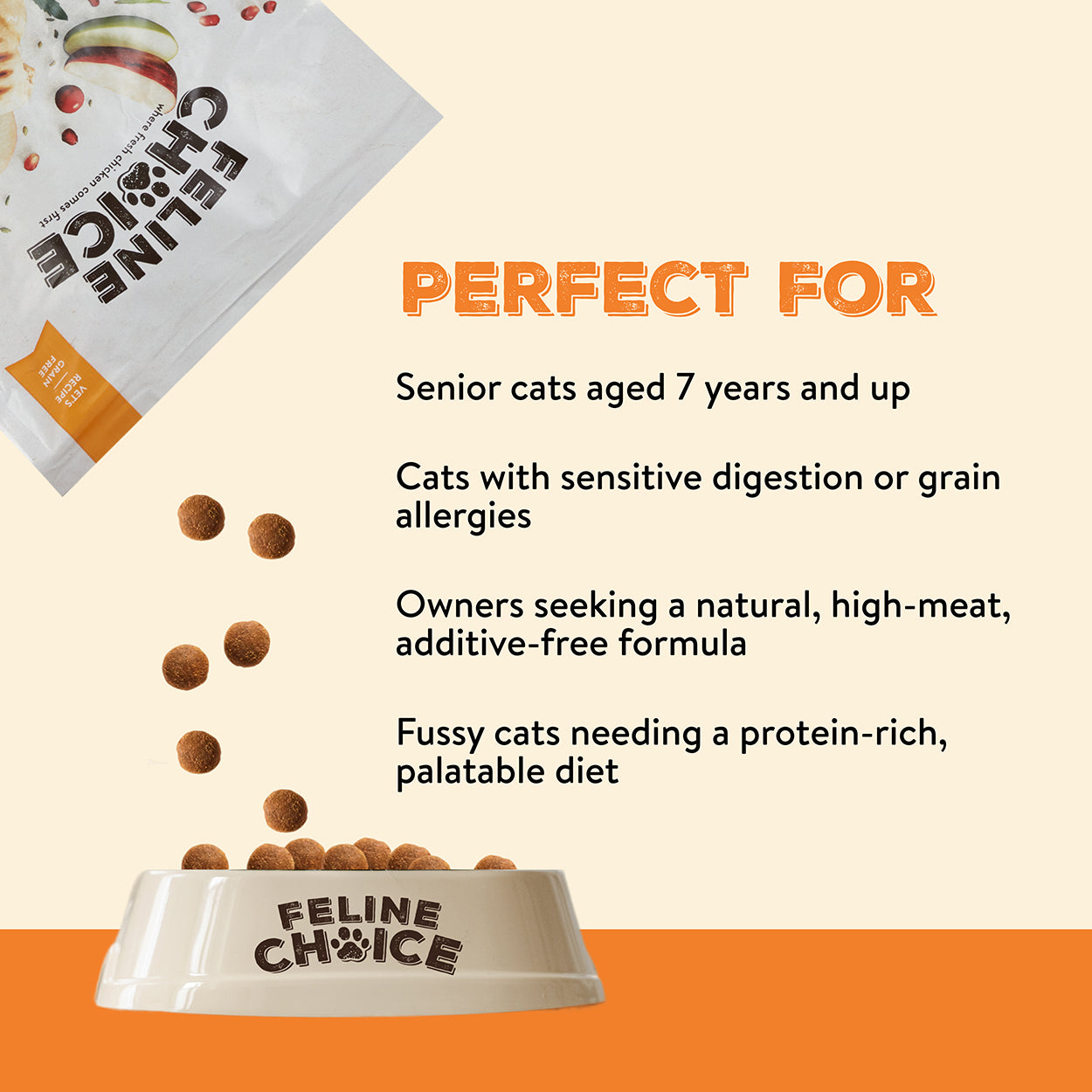 Feline Choice Grain-Free Senior Dry Cat Food | 2KG Twin Pack