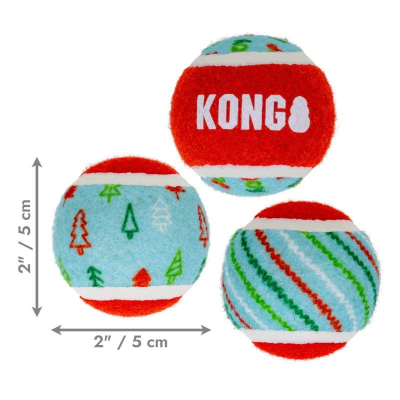 KONG Christmas Holiday SqueakAir® Small Tennis Balls