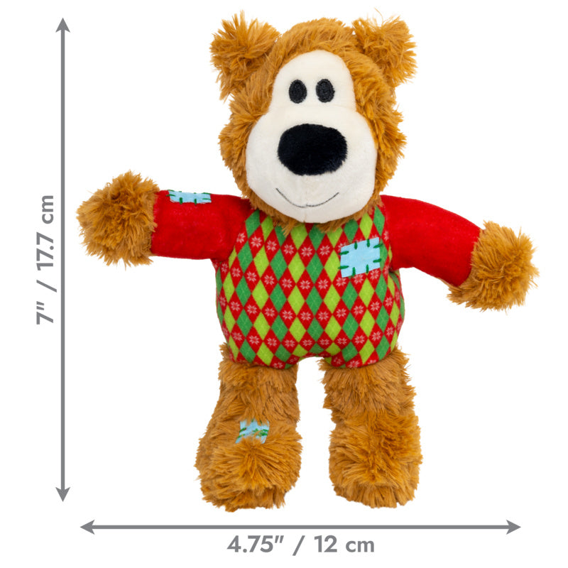 KONG Christmas Holiday Wild Knots Sweater Bear Dog Toy