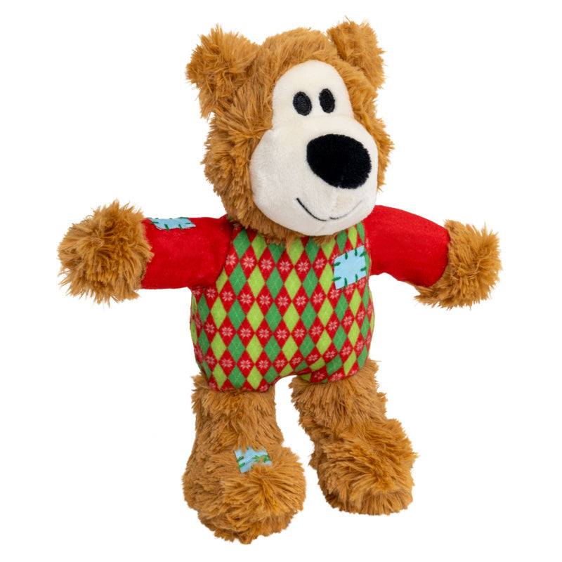 KONG Christmas Holiday Wild Knots Sweater Bear Dog Toy