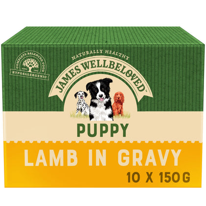 James Wellbeloved Puppy/Junior Wet Dog Food Pouches - Lamb & Rice in Gravy