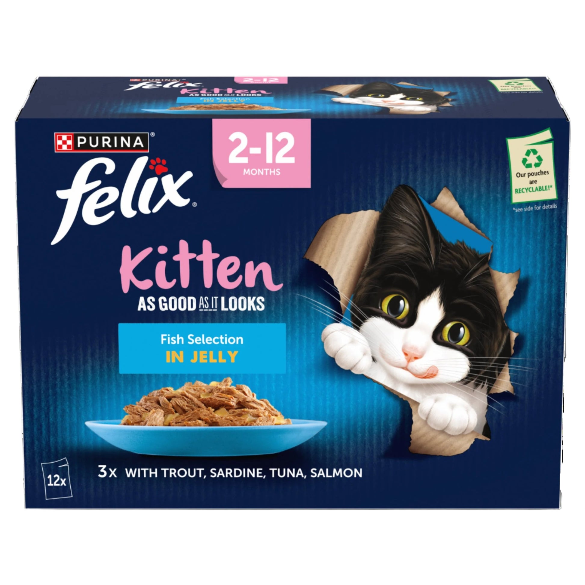 Felix Felix As Good It Looks Salmon Trout Tuna Kitten Wet Cat Food pet food packaging