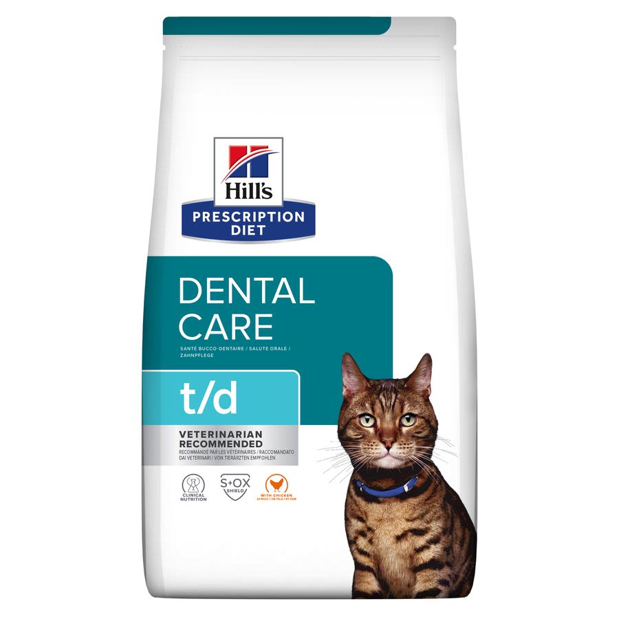 Hill's Hill'S Prescription Dental Care Chicken Adult Dry Cat Food pet food packaging