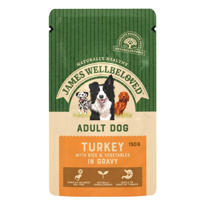 James Wellbeloved Adult Wet Dog Food Pouches - Turkey & Rice