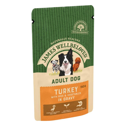 James Wellbeloved Adult Wet Dog Food Pouches - Turkey & Rice