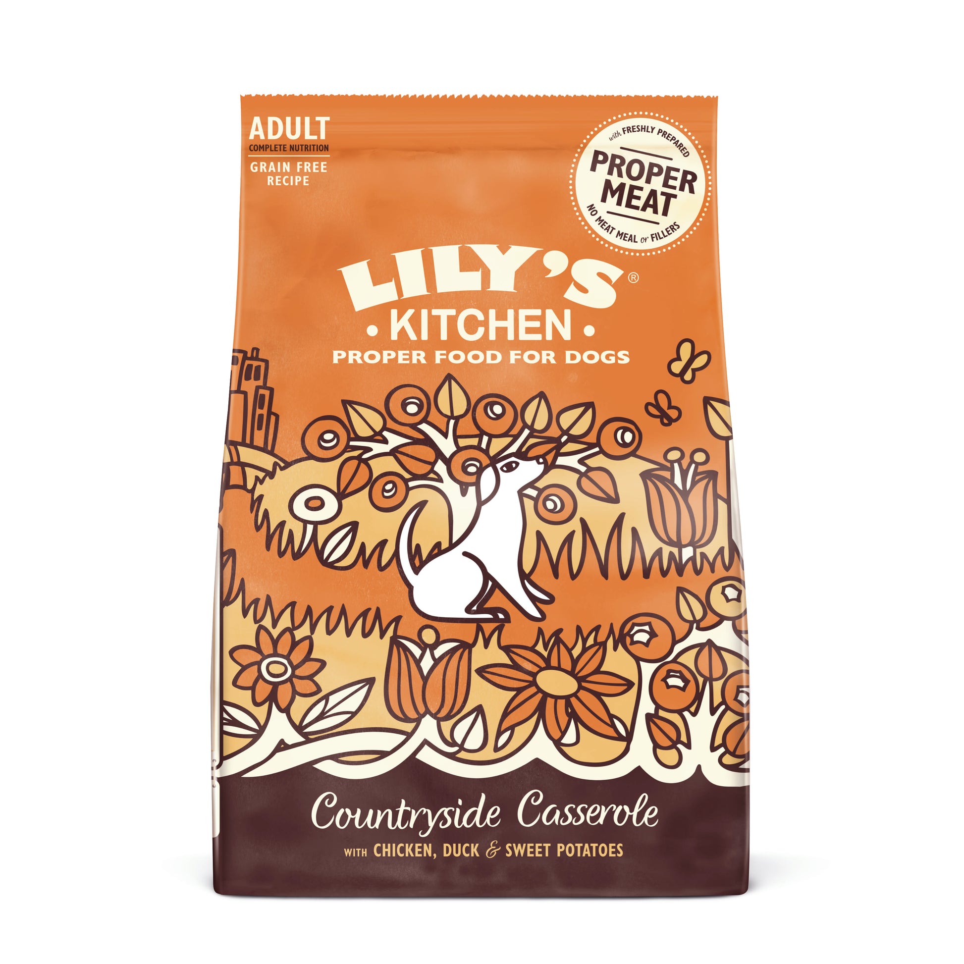 Lily's Kitchen Lily'S Kitchen Countryside Casserole Grain Free Chicken Duck Adult Dry Dog Food pet food packaging