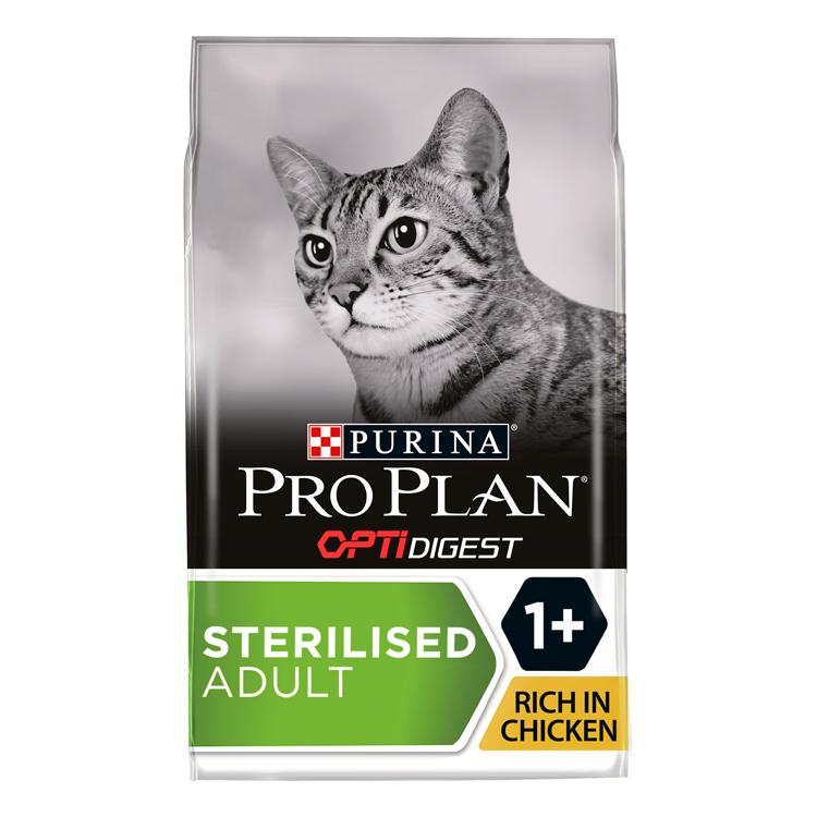 Pro Plan Pro Plan Purina Optidigest Sterilised Dy Chicken Adult Dry Cat Food pet food packaging