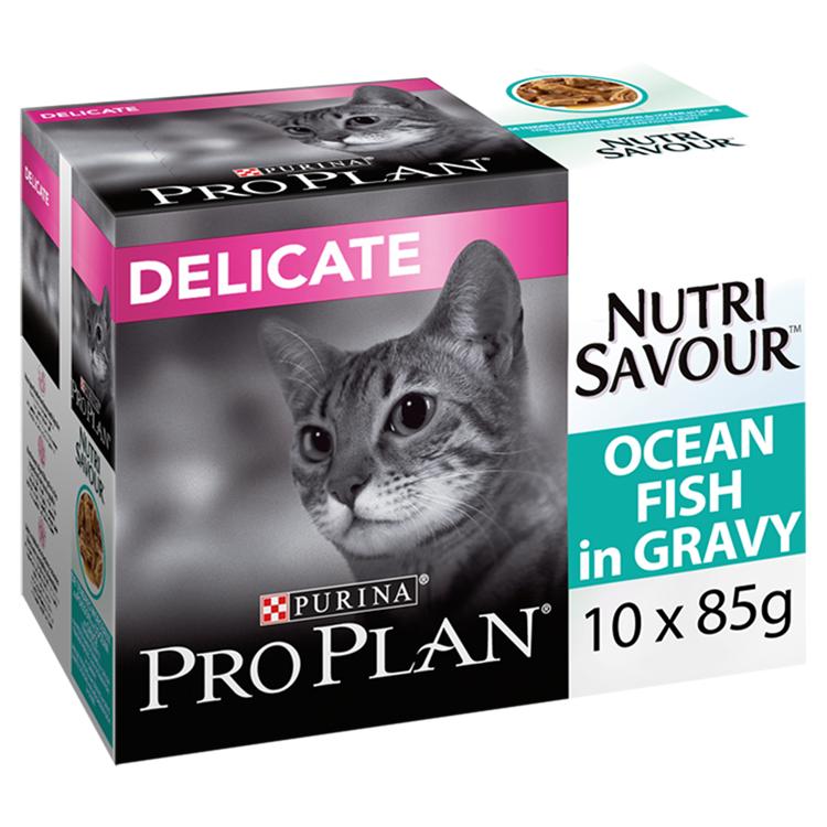Pro Plan Pro Plan Purina Nutrisavour Delicate Ocean Adult Wet Cat Food pet food packaging