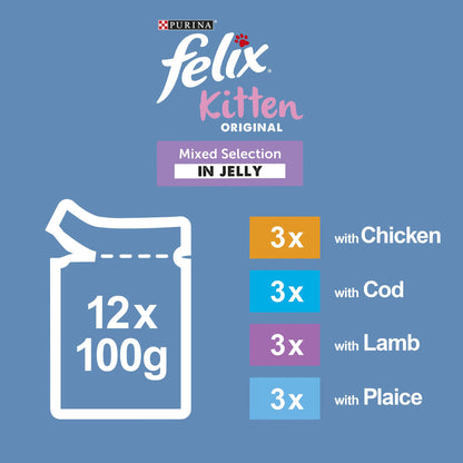 Felix Kitten Mixed Selection in Jelly Cat Food Pouches