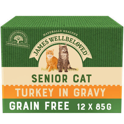 James Wellbeloved Grain Free Senior Cat Food Pouches Turkey in Gravy